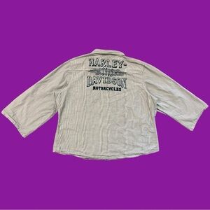 Y2K Harley-Davidson Striped Button-Up Shirt